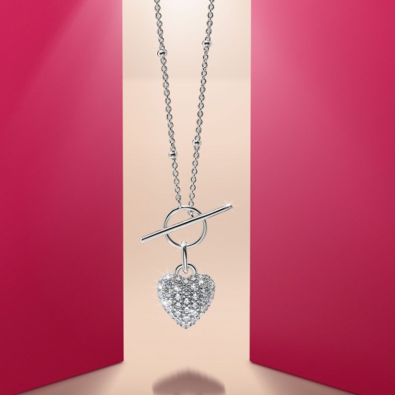 Mother's Day Heart & Travinca Silver Necklace