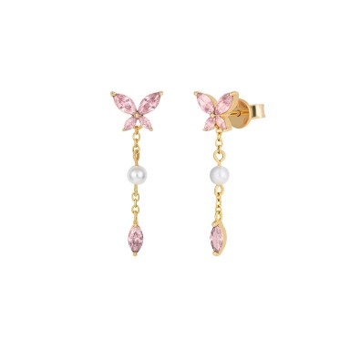 Fun Butterfly & Pearls Earrings