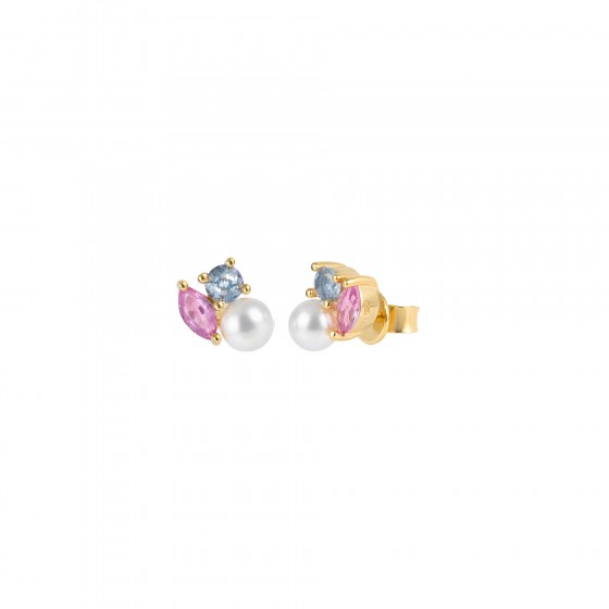 Fun Stones & Pearl Earrings