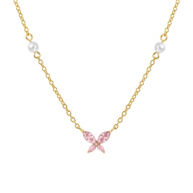 Fun Butterfly & Pearls Necklace