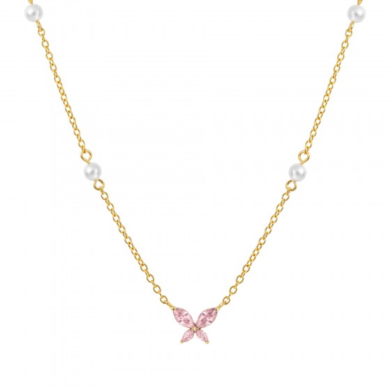 Colar Fun Borboleta & P�rolas