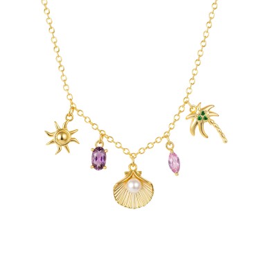 Fun Multi Charms Shell Necklace