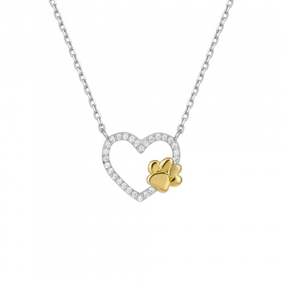 Pet Lovers Heart & Paw Necklace