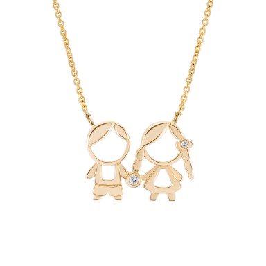 Gold Mum Boy & Girl Necklace Gold Mum Boy & Girl Necklace