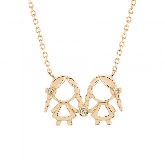 Gold Mum 2 Girls Necklace