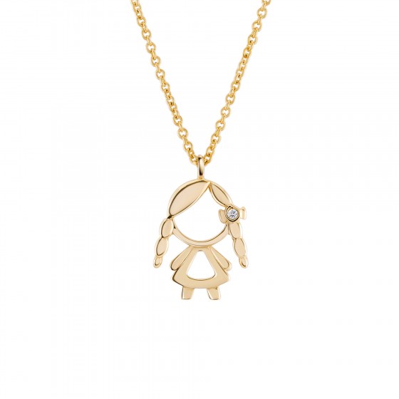 Gold Mum Girl Necklace
