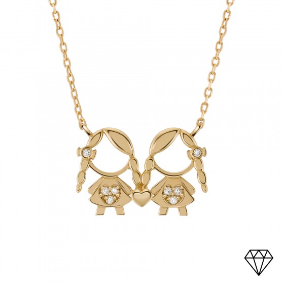 Gold and Diamonds MUM 2 Girls Necklace