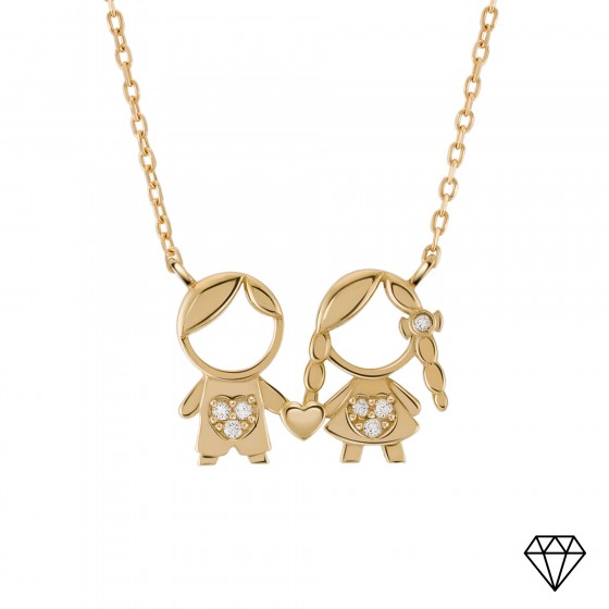 Gold and Diamonds MUM Boy & Girl Necklace