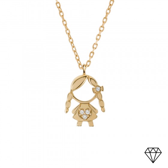 Gold and Diamonds MUM Girl Necklace