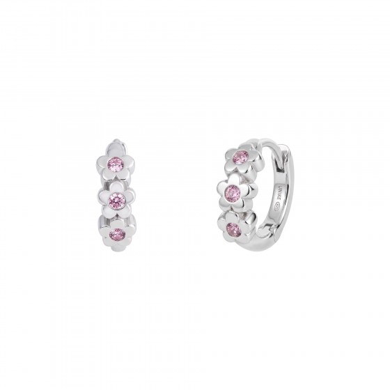 Girls Pink Flowers Hoops