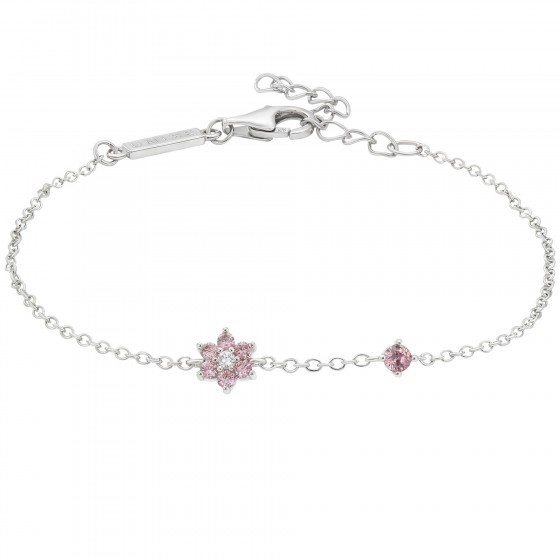 Girls Pink Flowers CZ Bracelet