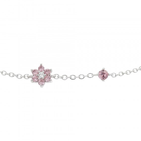 Girls Pink Flowers CZ Bracelet