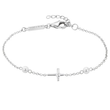 Girls Cross and Pearls Bracelet