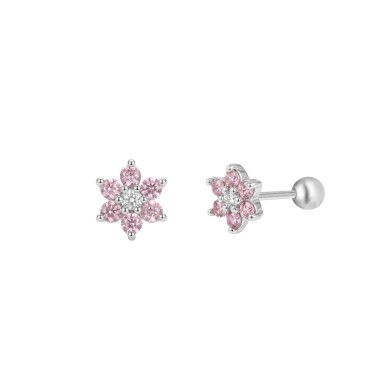 Girls Pink Flowers Earrings