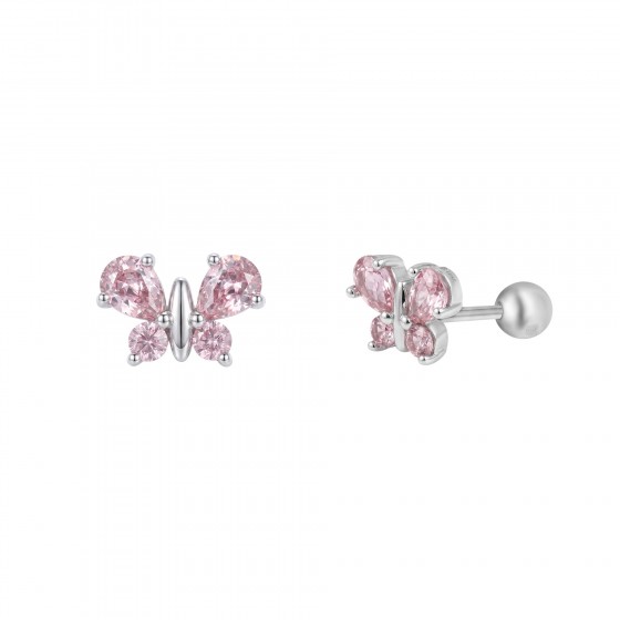 Girls Pink Butterflies Earrings