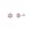 Girls Pink Flowers Earrings