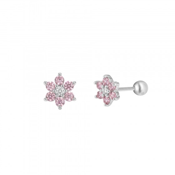 Girls Pink Flowers Earrings