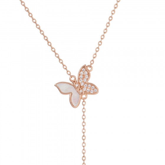 Love in Rose Butterfly and Pearl Necklace