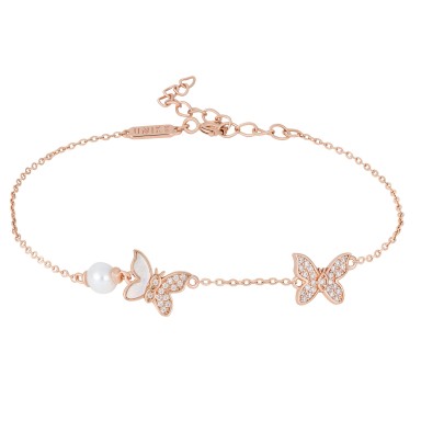 Love in Rose Two Butterflies and Pearl Bracelet