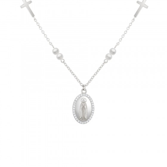 Hope Our Lady of F�tima Medal with Pearls Necklace