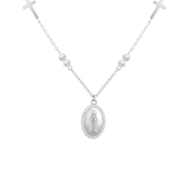 Hope Our Lady of Fátima Medal with Pearls Necklace Hope Our Lady of Fátima Medal with Pearls Necklace