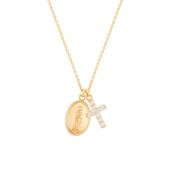 Hope Our Lady of F�tima Medal & Cross Necklace