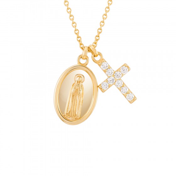 Hope Our Lady of F�tima Medal & Cross Necklace