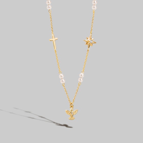 Hope Holy Spirit with Pearls Necklace