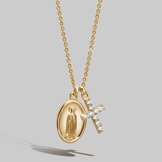 Hope Our Lady of F�tima Medal & Cross Necklace