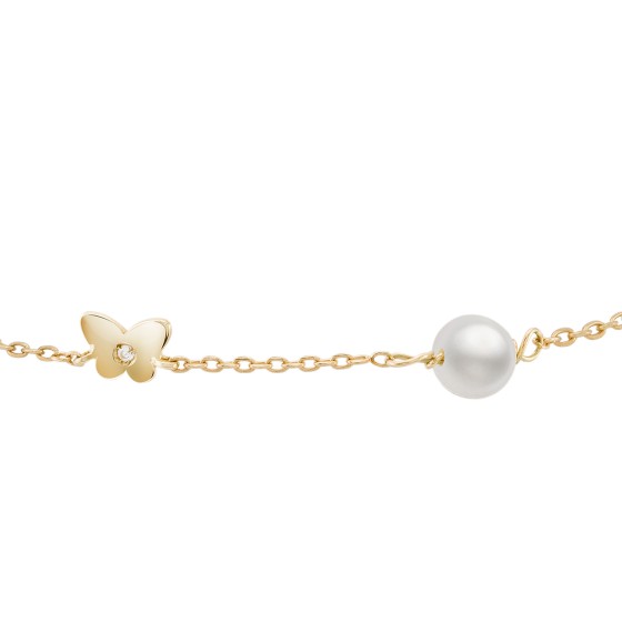 Gold Girls Pearl & Butterfly Bracelet