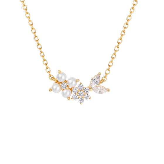Colar Classy Flores e P�rolas