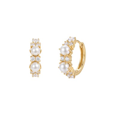Classy CZ Pearl Hoop Earrings