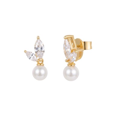 Classy Pearl & Marquise Leaf Earrings