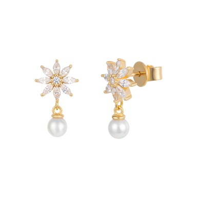 Classy Pearl & Flower Earrings