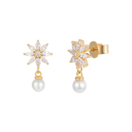 Pendientes Classy Perlas y Flores