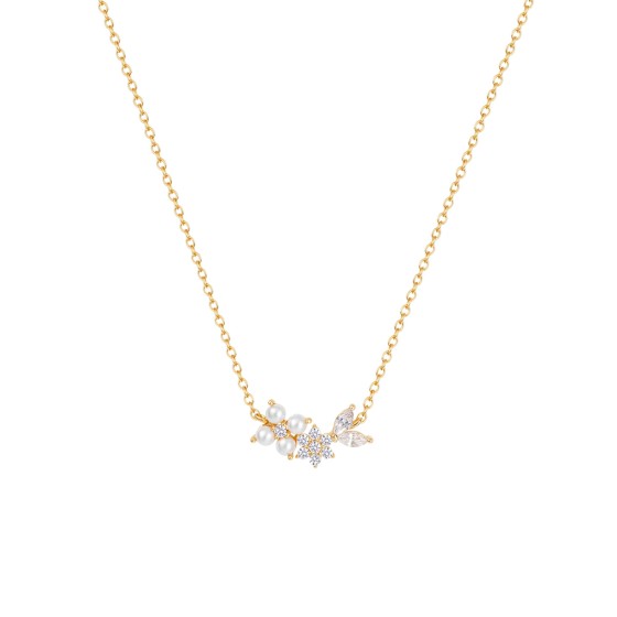 Colar Classy Flores e P�rolas
