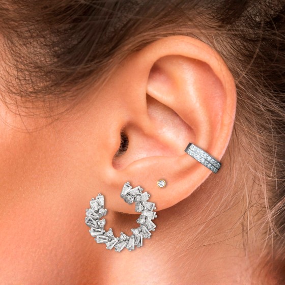 Shiny II Silver Ear Cuff