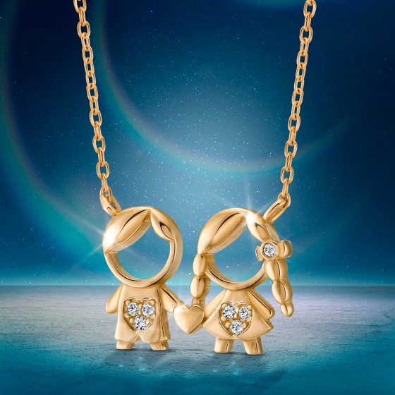 Gold and Diamonds MUM Boy & Girl Necklace