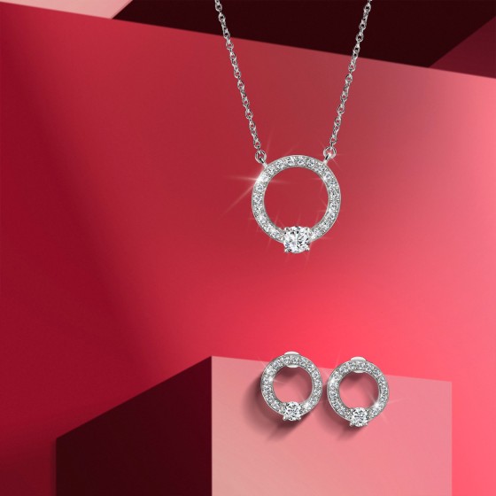 Classy Circle Silver Set