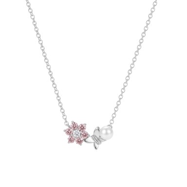 Girls Pink Flower & Butterfly Necklace