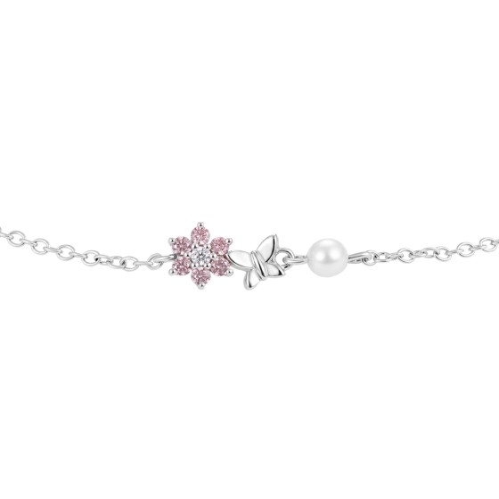 Girls Pink Flower & Butterfly Bracelet