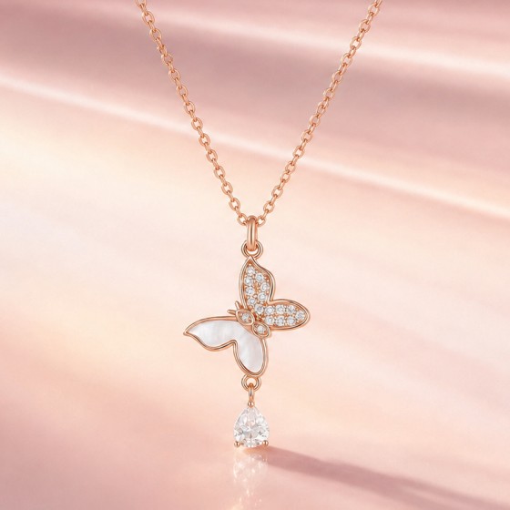 Love in Rose Butterfly Necklace