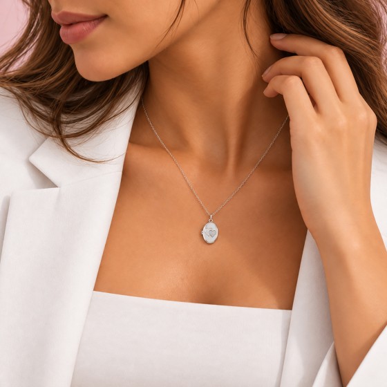Silver Oval Locket Secrets Necklace