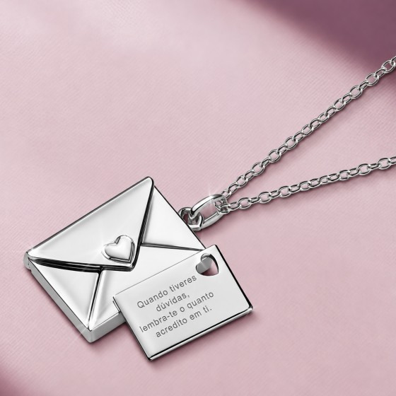 Colar Locket Secrets Carta prateado