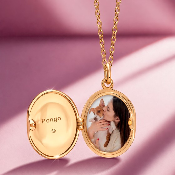 Colar Locket Secrets Oval Dourado