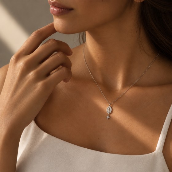 Colar Hope Medalha Nossa Sra de F�tima & Estrela