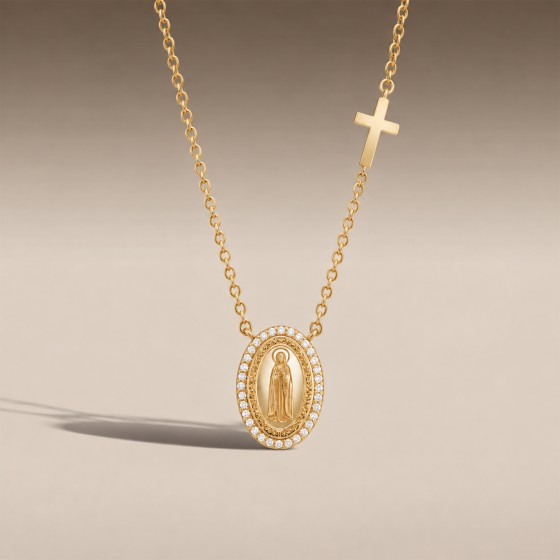 Colar Hope Medalha Nossa Sra de F�tima & Cruz