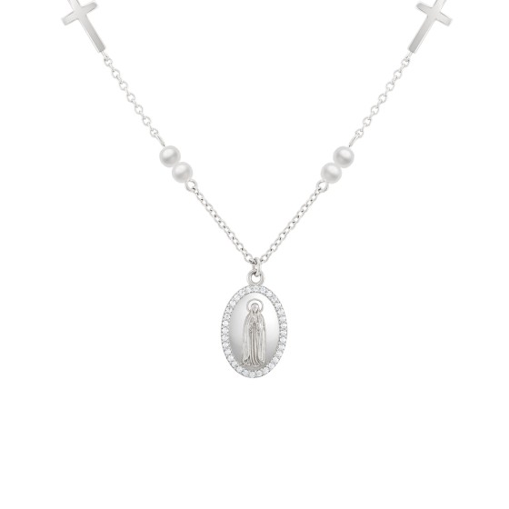 Colar Hope Medalha Nossa Sra de F�tima com P�rolas
