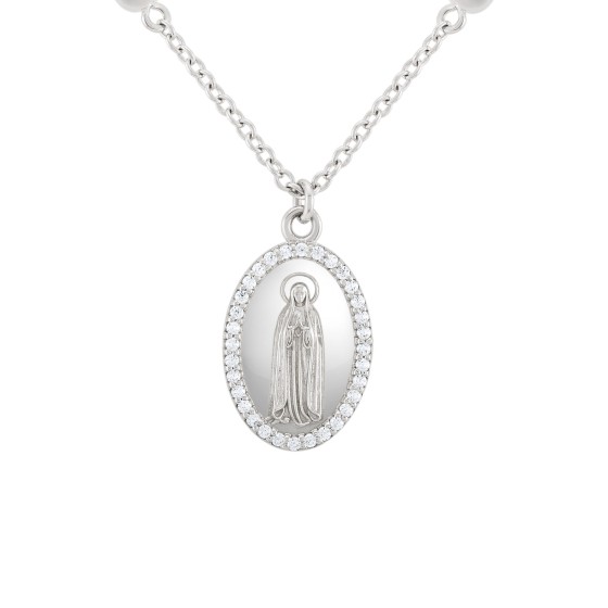 Colar Hope Medalha Nossa Sra de F�tima com P�rolas