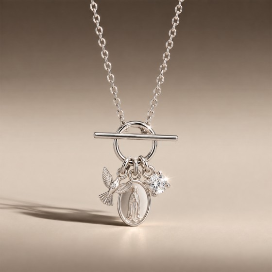 Colar Hope Medalha Nossa Sra de F�tima & Esp�rito Santo